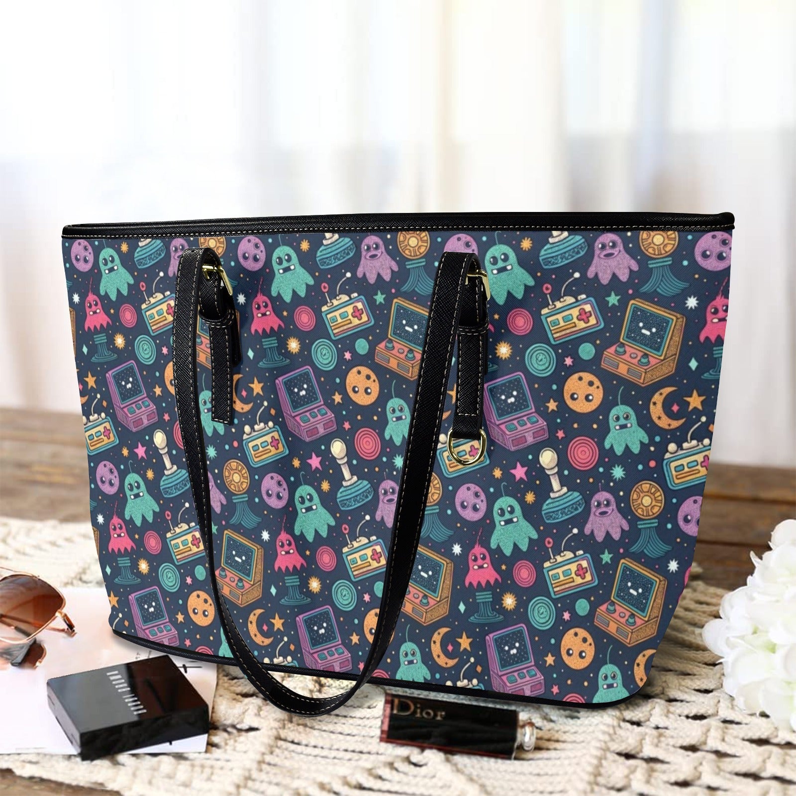Space Arcade - PU Leather Tote Bag - Large