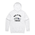 Rock And Roll Forever - Mens Hoodie White Mens Hoodie Music Printed In Australia
