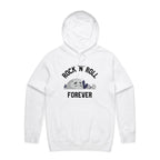Rock And Roll Forever - Mens Hoodie White Mens Hoodie Music Printed In Australia