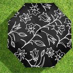 Black And White Floral - Semi-Automatic Foldable Umbrella (Model U12) Semi-Automatic Foldable Umbrella (U12)
