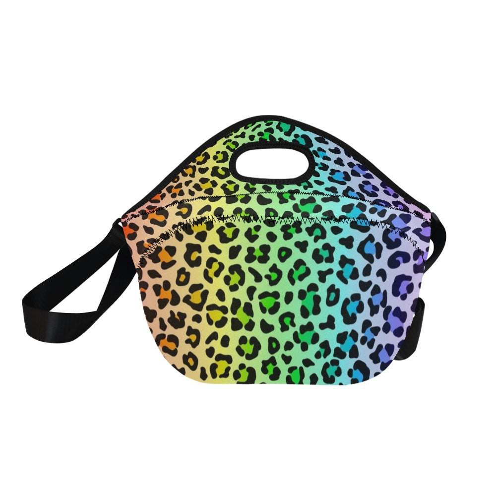 Rainbow Leopard Print - Neoprene Lunch Bag/Large (Model 1669)