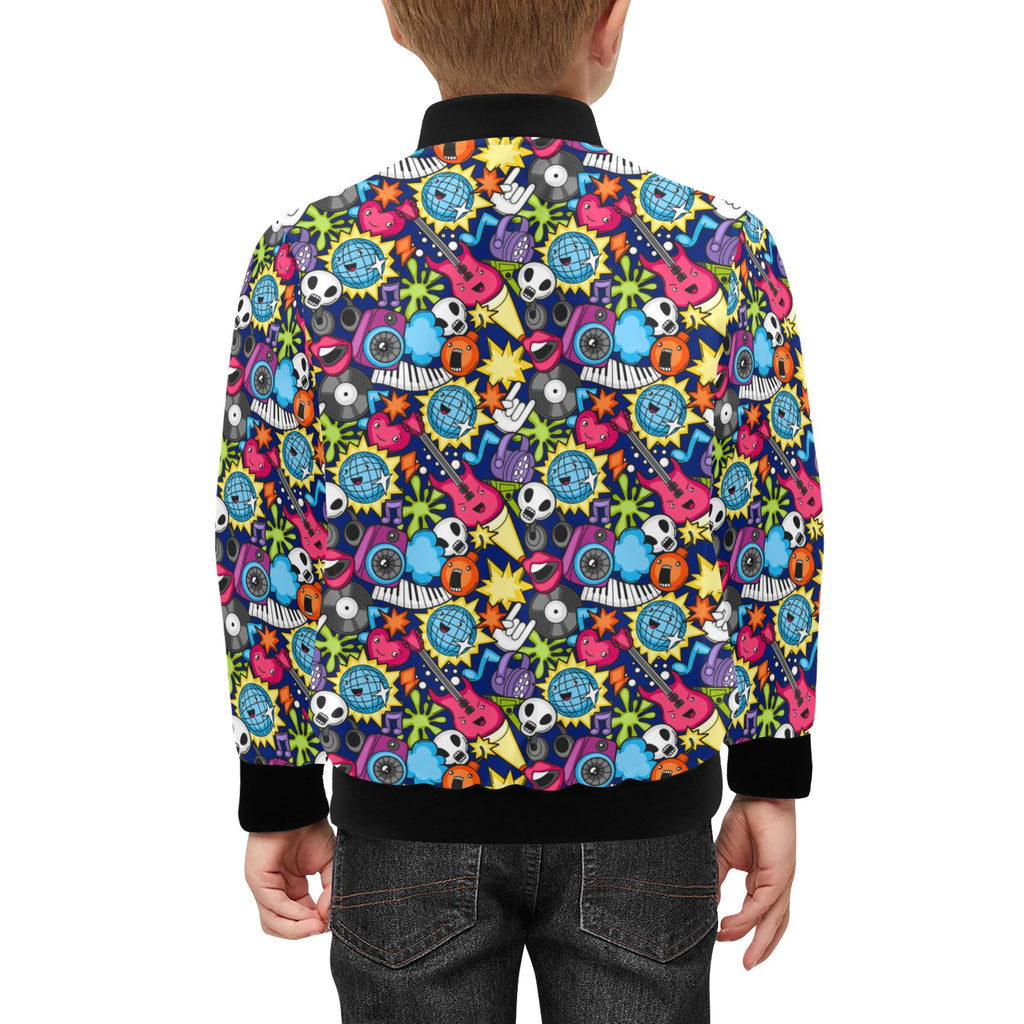 Sticker Music Kids Bomber Jacket Kids Bomber Jacket Music Printed Offshore
