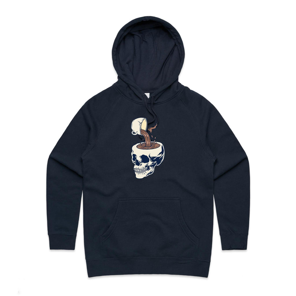 Coffee Skull - Womens Hoodie Navy Womens Hoodie Coffee Printed In Australia
