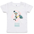 Monkey Astronaut, Let's Play Music AS Colour Baby T-shirt White Baby T-shirt Printed In Australia Space