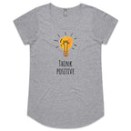 Think Positive - Womens Scoop Neck T-Shirt Grey Marle Womens Scoop Neck T-shirt Positivity Printed In Australia