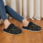 Fun Lightning Women's Fur Trim Thick-Sole Indoor Slippers Women's Fur Trimmed Slippers Printed Offshore