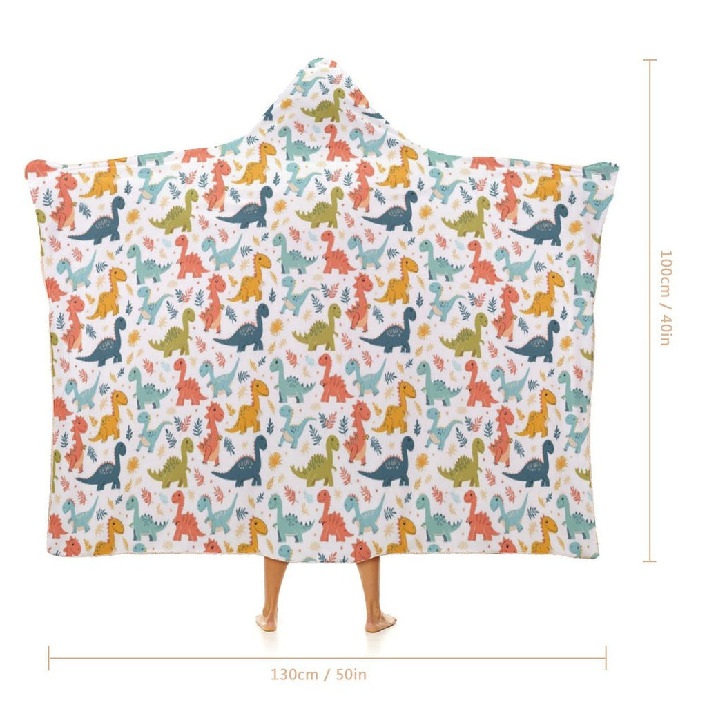 Colourful Dinosaurs Kids Hooded Blanket 100cm x 130cm Kids Hooded Blanket animal Printed Offshore