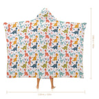 Colourful Dinosaurs Kids Hooded Blanket 100cm x 130cm Kids Hooded Blanket animal Printed Offshore