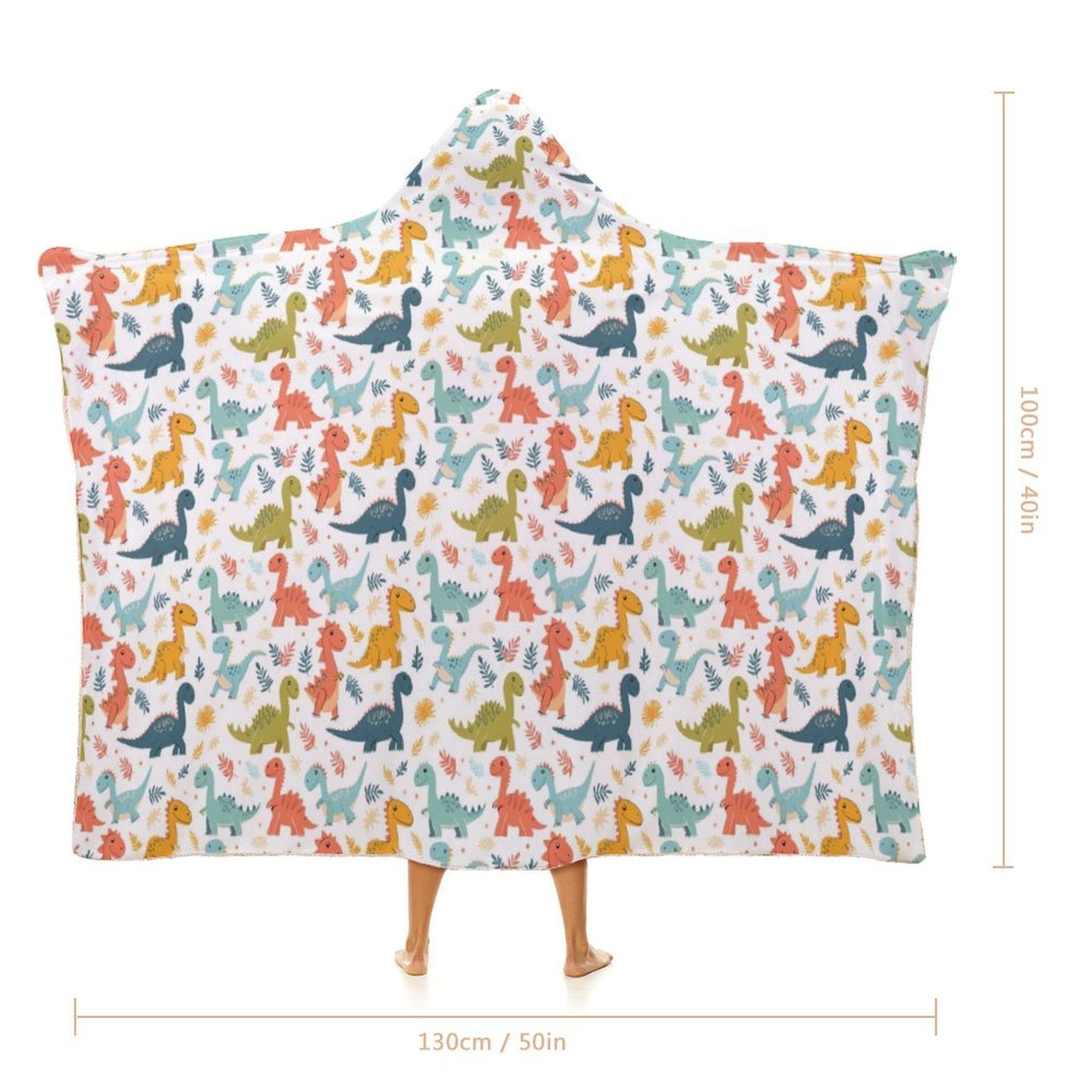 Colourful Dinosaurs Kids Hooded Blanket 100cm x 130cm Kids Hooded Blanket animal Printed Offshore