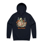 Stay Weird, Guitar Playing Frog On A Snail Men's AS Colour Hoodie Navy Mens Hoodie animal Music Printed In Australia