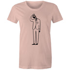 Coffee Brain - Womens T-shirt Pale Pink Womens T-shirt Coffee Printed In Australia