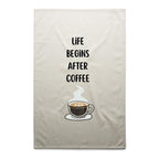 Life Begins After Coffee - AS Colour Tea Towel Cream One Size Tea Towel Coffee Printed In Australia