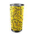 Black Squiggle On Yellow 20oz Mobile Tumbler with Lid (Black Lock) One Size 20oz Travel Mug Printed Offshore