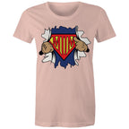Super Mum - Womens T-shirt Pale Pink Womens T-shirt comic Mum Printed In Australia