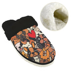 All The Dogs Men's Fur Trim Thick-Sole Indoor Slippers Men's Fur Trimmed Slippers animal Printed Offshore