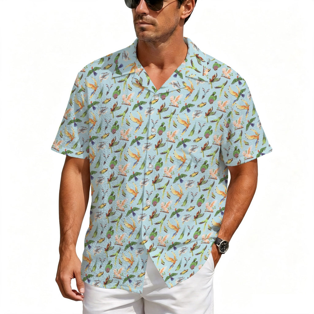 Parrots Men's Crinkle Hawaiian Shirt