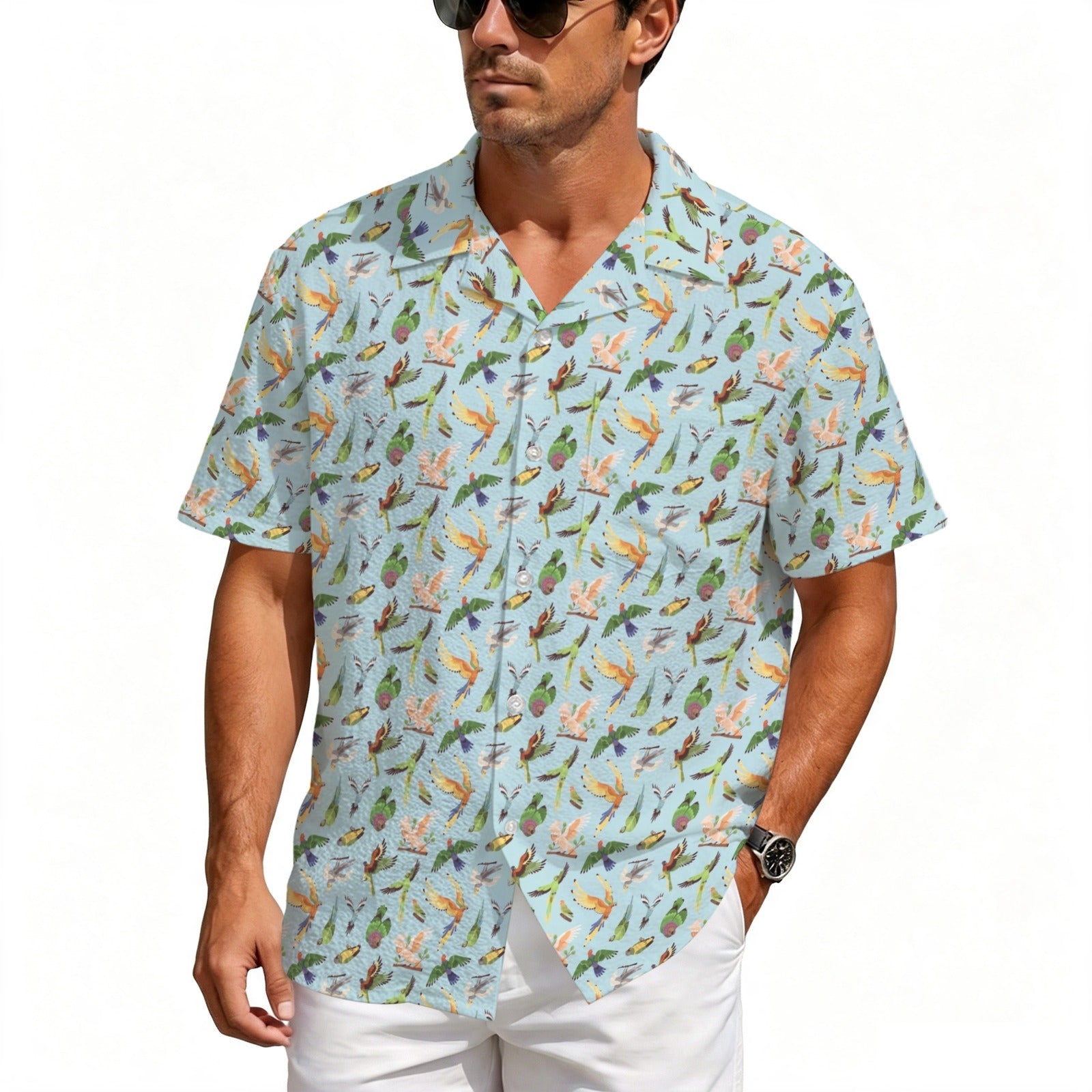 Parrots Men's Crinkle Hawaiian Shirt