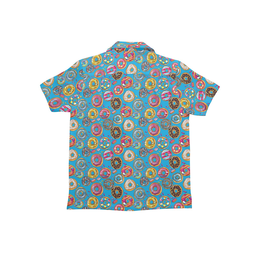 Doughnuts On Blue Junior Kids Hawaiian Shirt