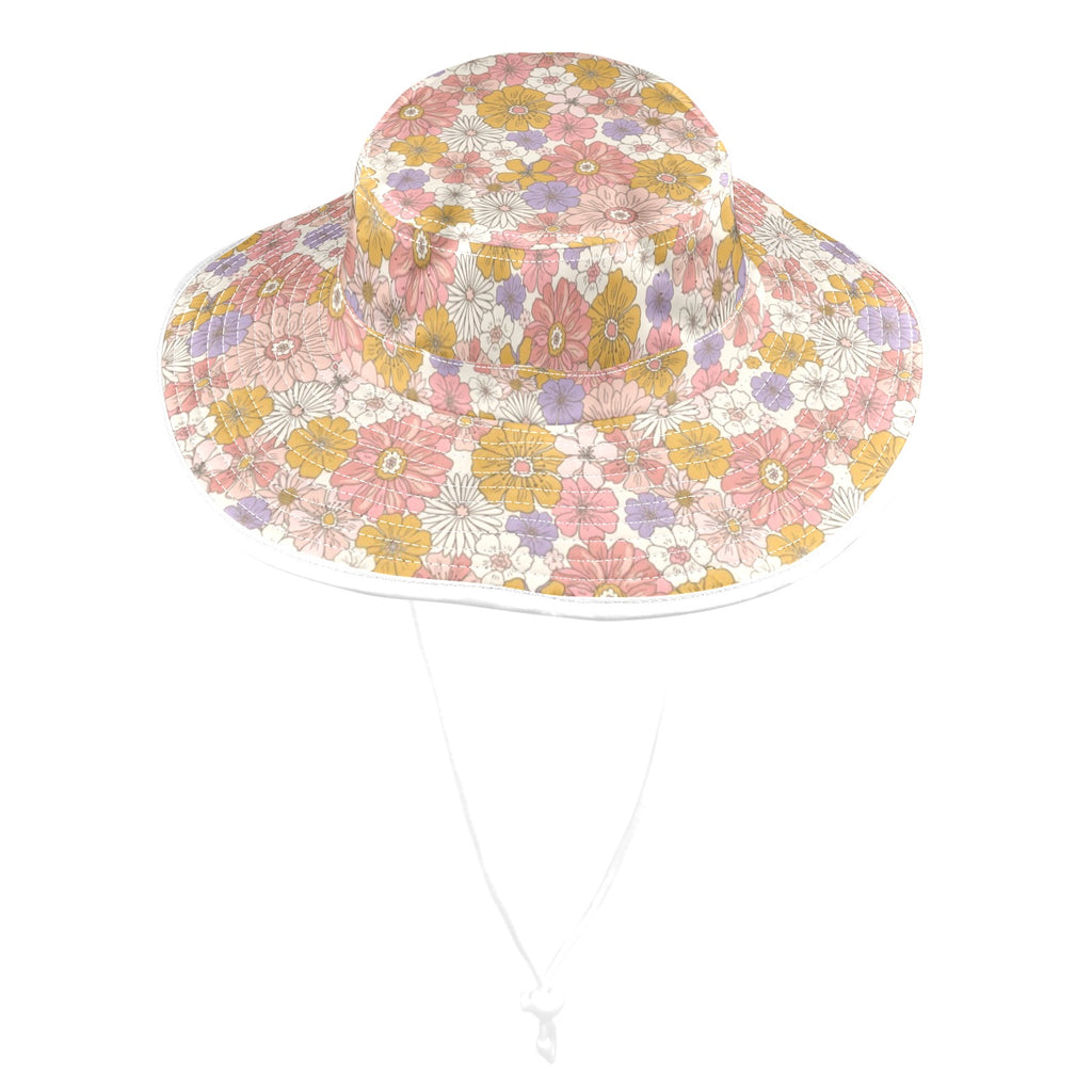 Faded Floral Wide Brim Bucket Hat Wide Brim Bucket Hat Plants Printed Offshore