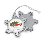 Personalised - Christmas Car - Christmas Pewter Snowflake Ornament