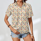 Beach Shack Women's Collared Pocketless Short Sleeve Shirt