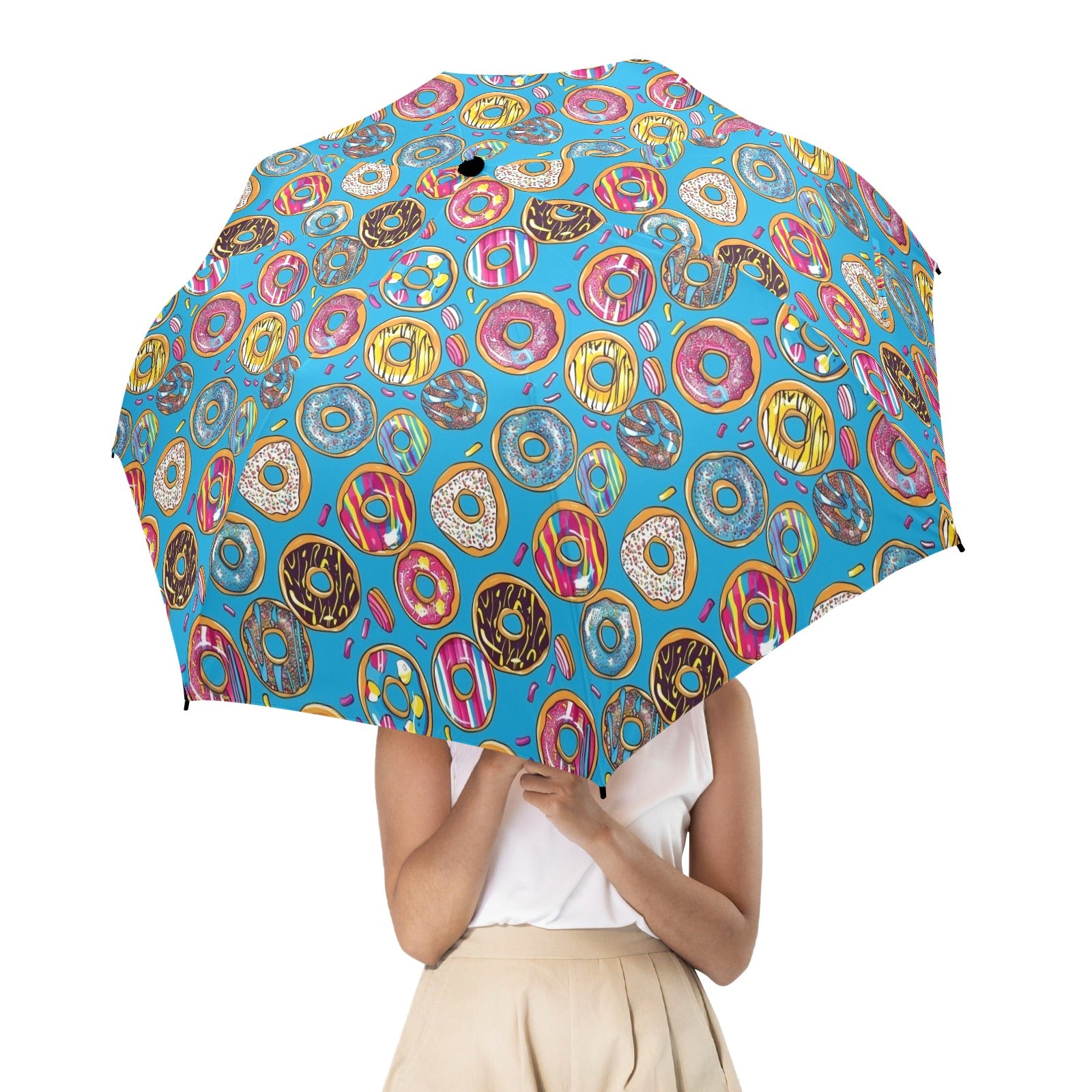 Doughnuts On Blue - Umbrella Umbrella Food Printed Offshore