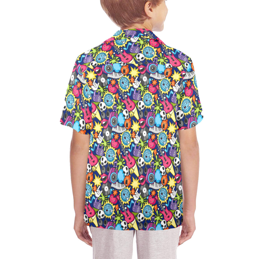 Sticker Music - Senior Kids Hawaiian Shirt
