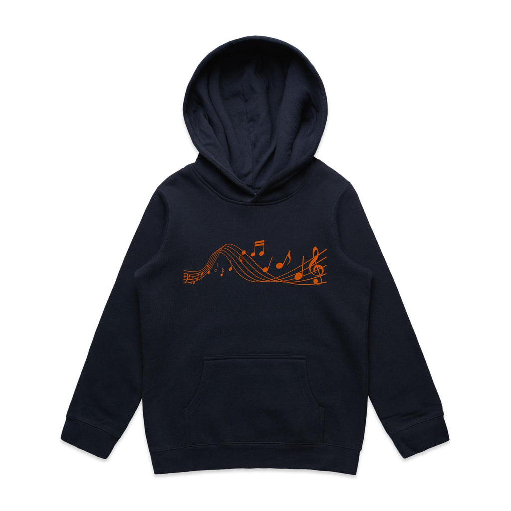 Music Notes - Kids Hoodie Navy Kids Hoodie Printed In Australia