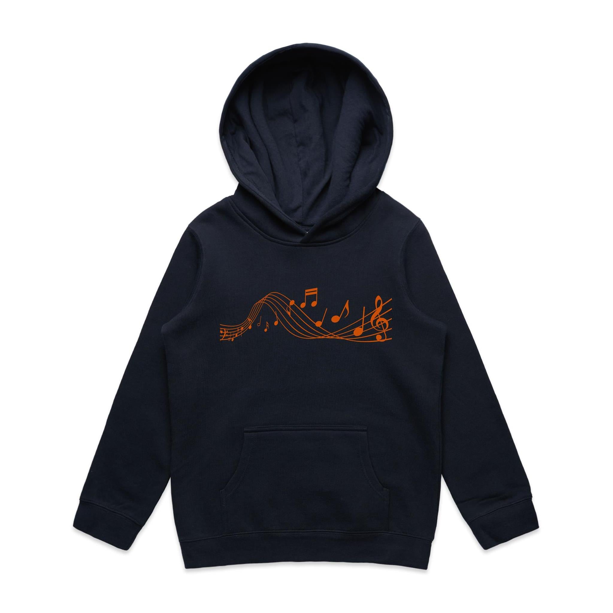 Music Notes - Kids Hoodie Navy Kids Hoodie Printed In Australia