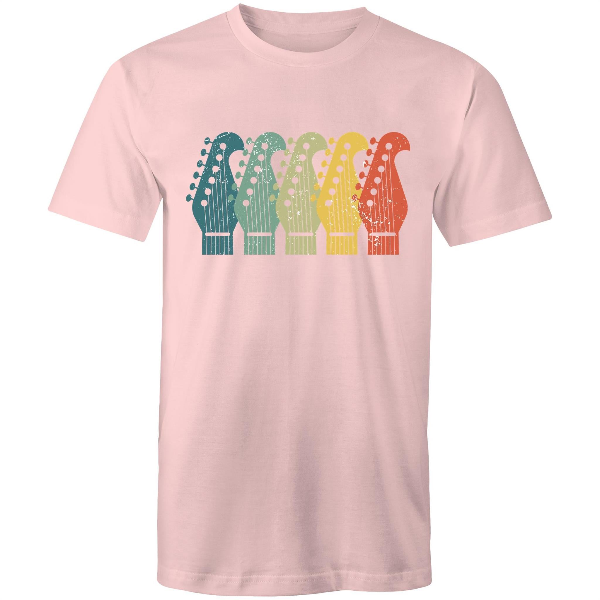 Guitar Headstocks - Mens T-Shirt Pink Mens T-shirt Music Printed In Australia