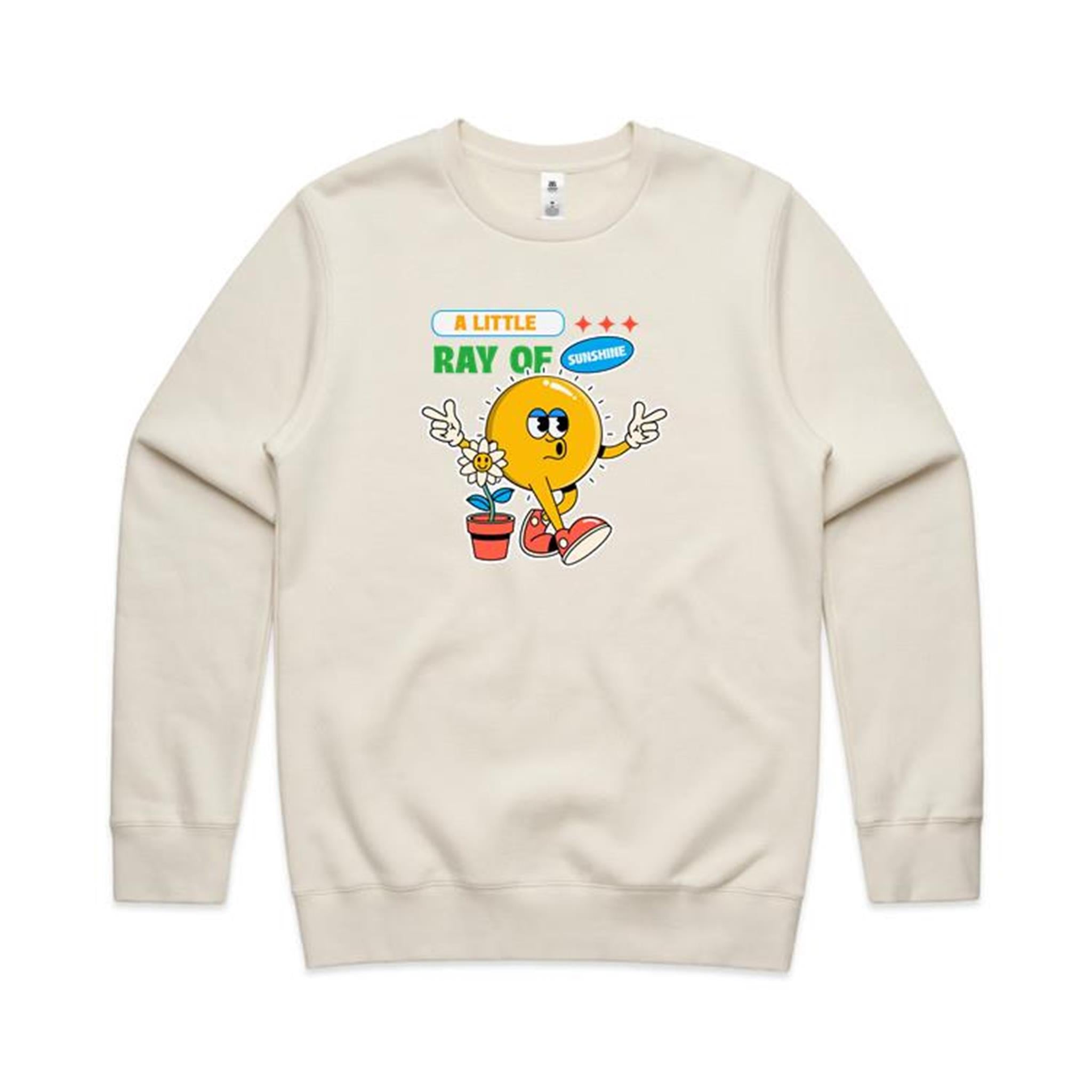 A Little Ray Of Sunshine - AS Colour Stencil Crew Ecru Sweatshirt Printed In Australia
