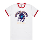 Keeping The Blues Alive - Staple Ringer Tee White Red Ringer T-Shirt Music Printed In Australia