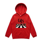 The Cats, Fab Four Crossing The Road - Kids Hoodie Red Kids Hoodie animal Music Printed In Australia