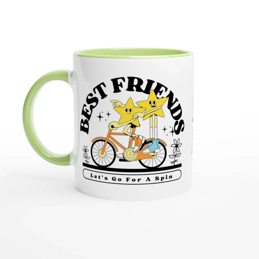 Personalised - Best Friends - White 11oz Ceramic Mug with Colour Inside Ceramic Green Personalised 11oz Mug customise Globally Fulfilled personalise Retro