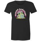 Fiction Addiction - Womens T-shirt Black Womens T-shirt Printed In Australia Reading