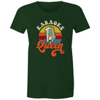 Karaoke Queen - Womens T-shirt Forest Green Womens T-shirt Music Printed In Australia