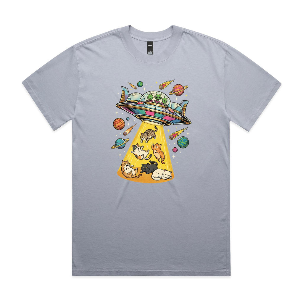 UFO Cat Abduction AS Colour Heavy Faded Tee Unisex Faded powder Heavy Faded T-shirt animal Printed In Australia Sci Fi