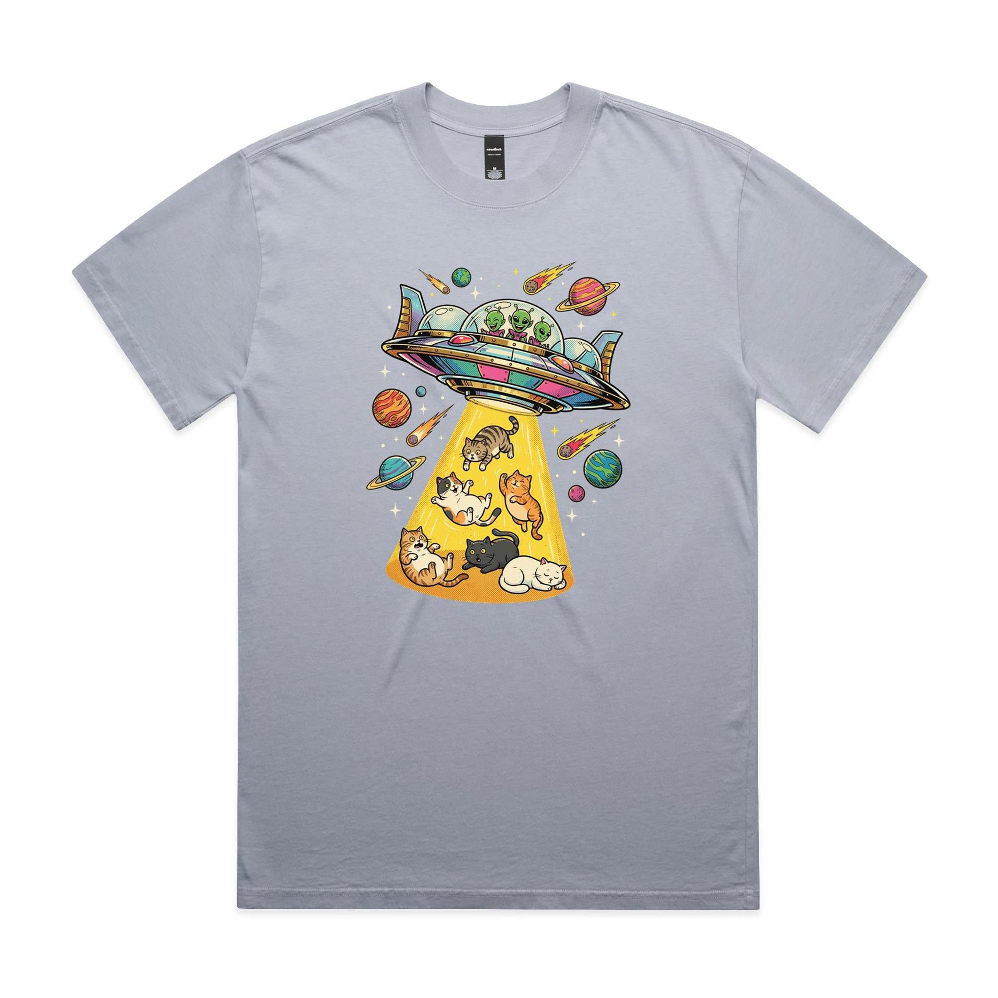 UFO Cat Abduction AS Colour Heavy Faded Tee Unisex Faded powder Heavy Faded T-shirt animal Printed In Australia Sci Fi