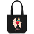Fa La La La Llama, Christmas - Canvas Tote Bag Black One Size Christmas Tote Bag Christmas Printed In Australia