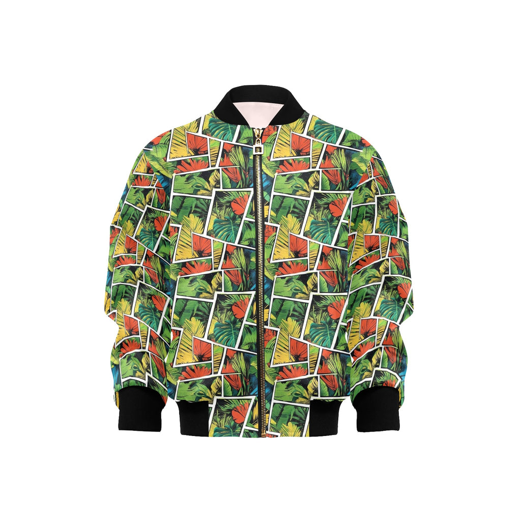 Tropical Comic Book Style Kids Bomber Jacket