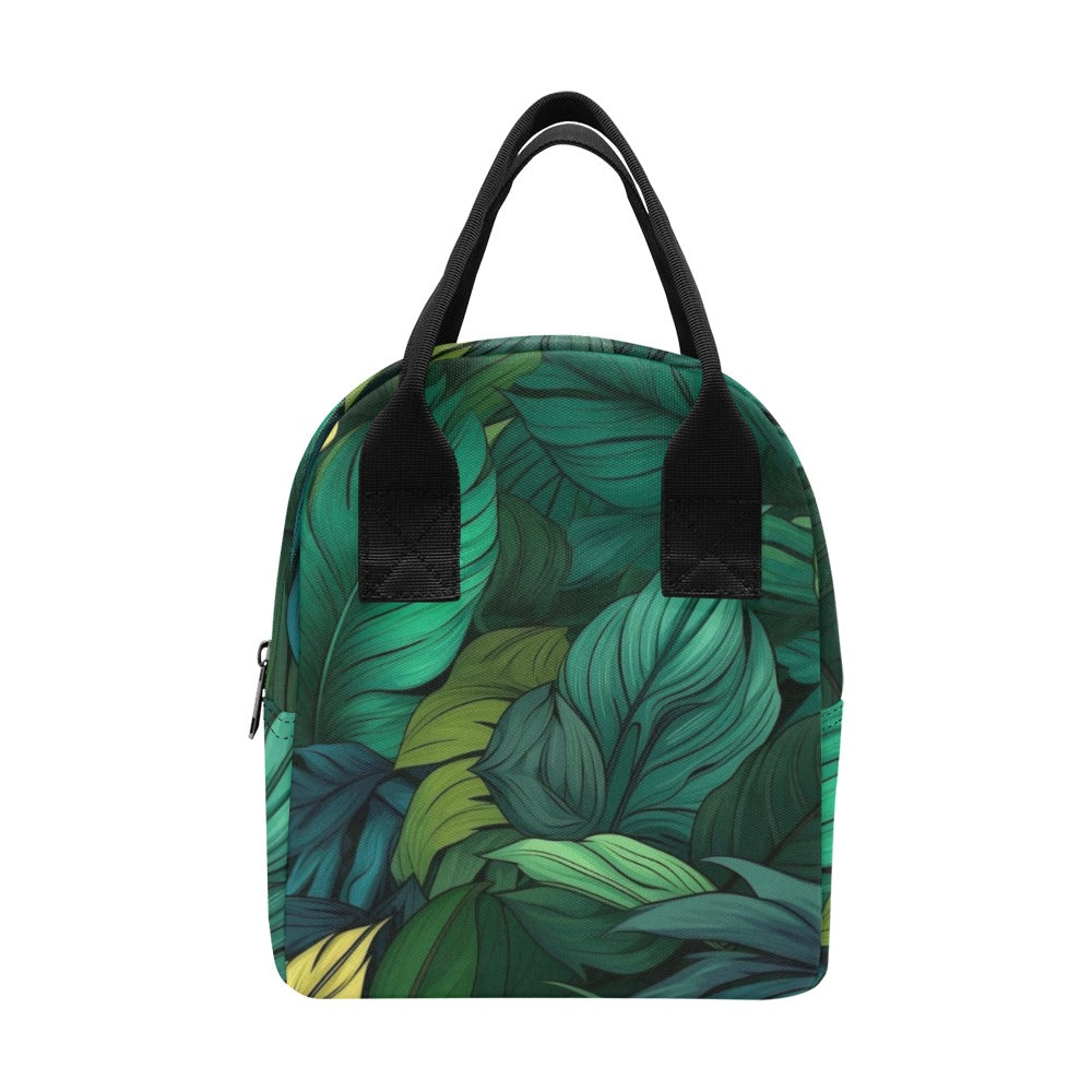 Tropical Leaves - Zipper Lunch Bag One Size Zipper Lunch Bag Printed Offshore