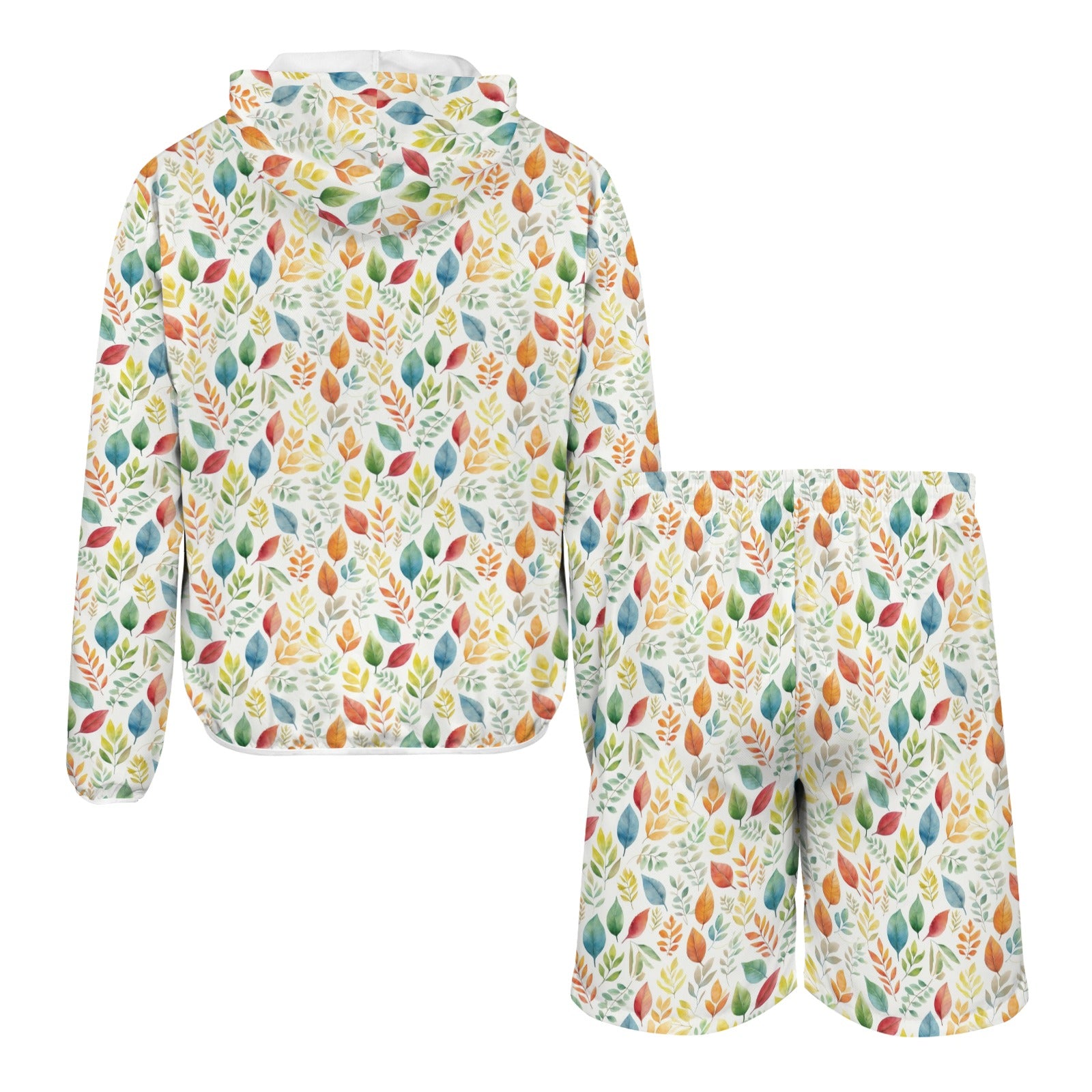 Autumn Leaves Men's Lightweight Sun Hoodie & Shorts Set Men's Lightweight Sun Hoodie & Shorts Plants Printed Offshore
