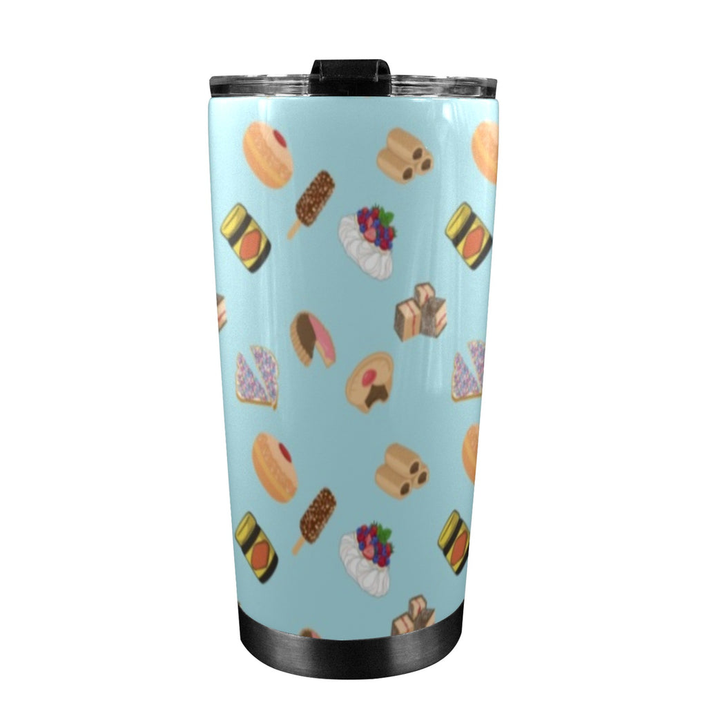 Classic Aussie Food Icons 20oz Mobile Tumbler with Lid (Black Lock) 20oz Travel Mug Australia Food Printed Offshore