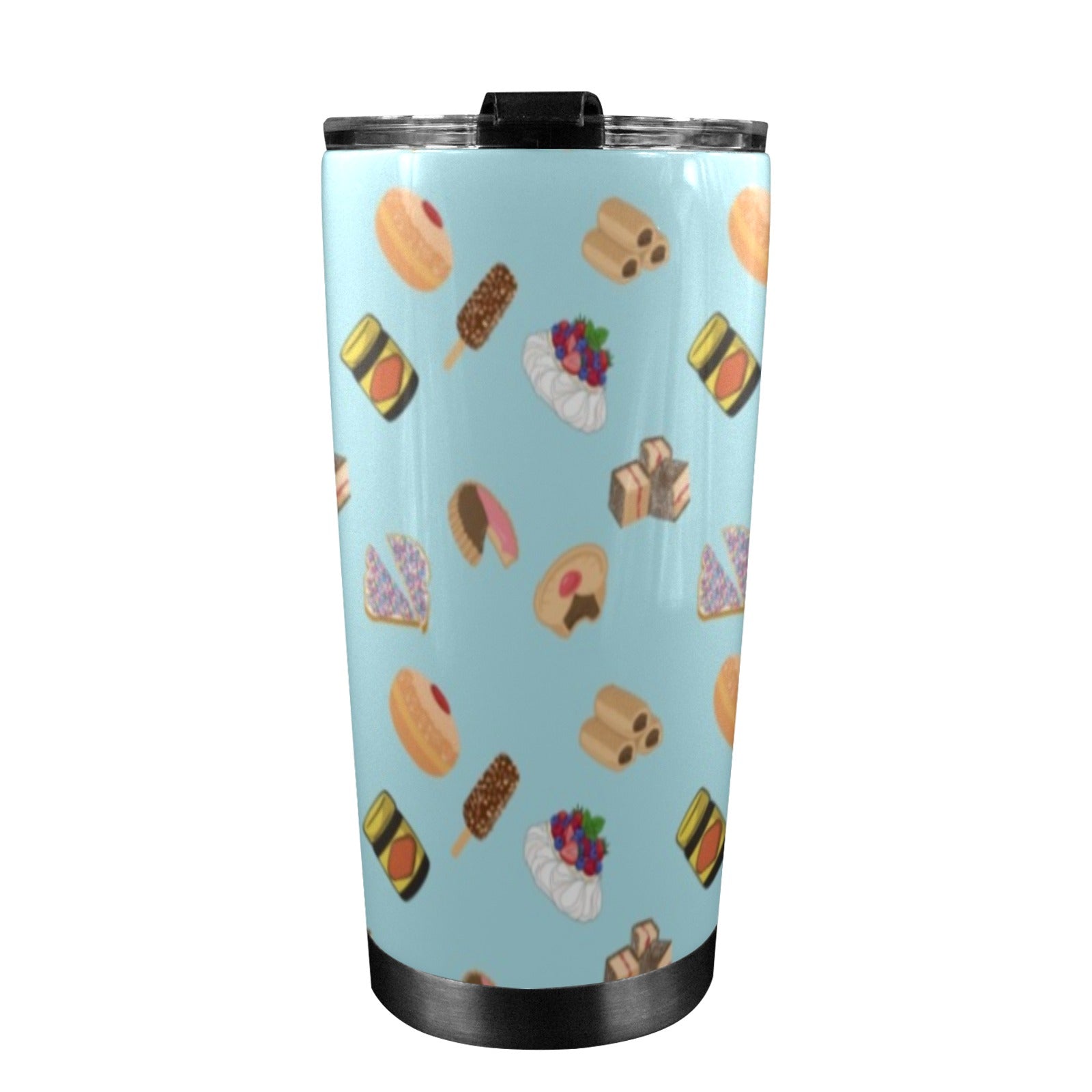 Classic Aussie Food Icons 20oz Mobile Tumbler with Lid (Black Lock) 20oz Travel Mug Australia Food Printed Offshore