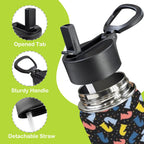 Colourful Chess Pattern 12oz Kids Water Bottle with Straw Lid