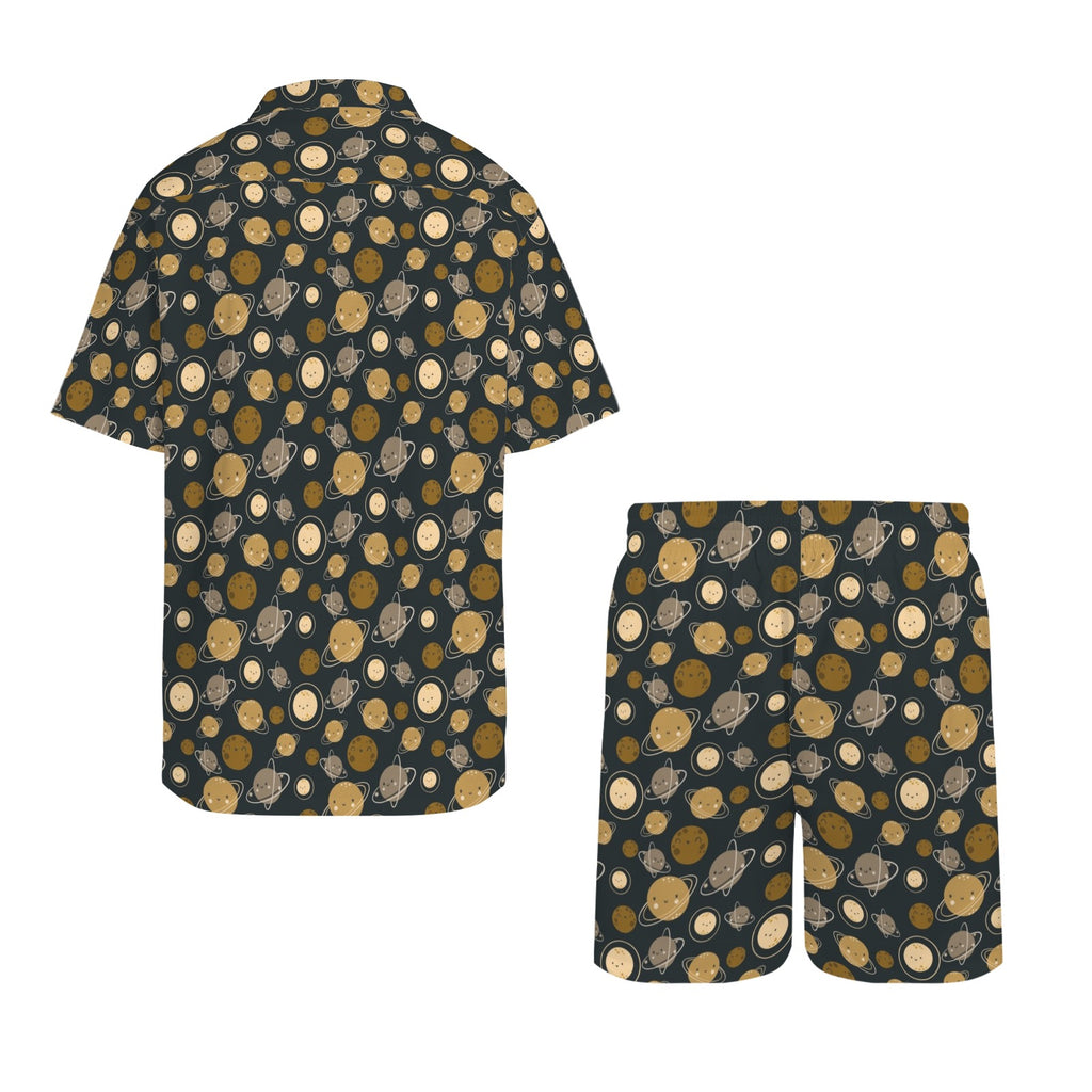 Planets Men's Hawaiian Shirt & Shorts Set Men's Hawaiian Shirt & Shorts Set Printed Offshore Space