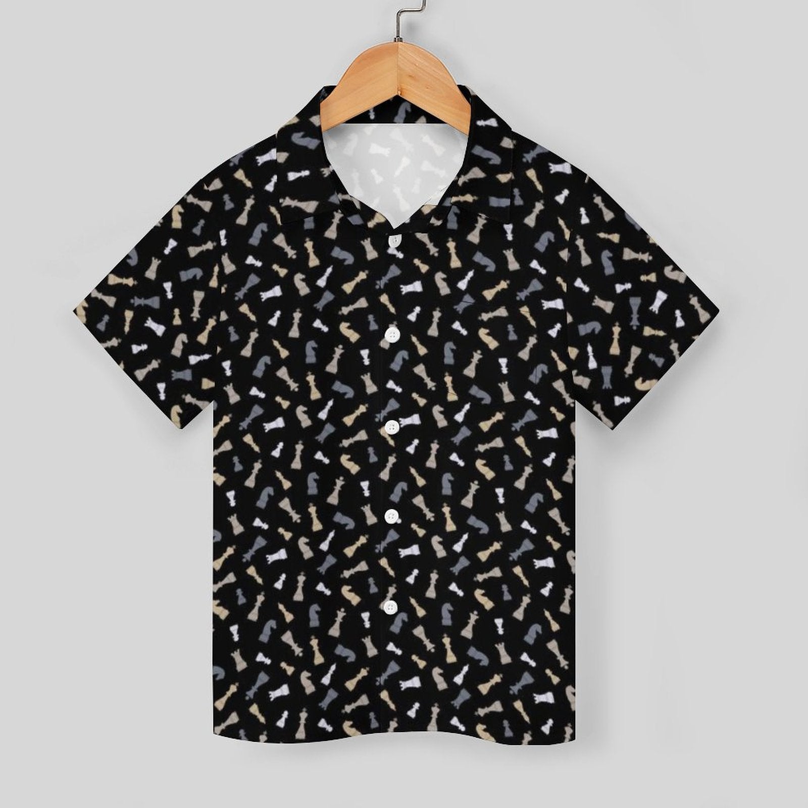 Chess Pattern Kids Youth Short Sleeve Button Up Shirt