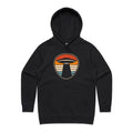 UFO, Retro Stripes - Womens Hoodie Black Womens Hoodie Printed In Australia Sci Fi