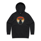 UFO, Retro Stripes - Womens Hoodie Black Womens Hoodie Printed In Australia Sci Fi