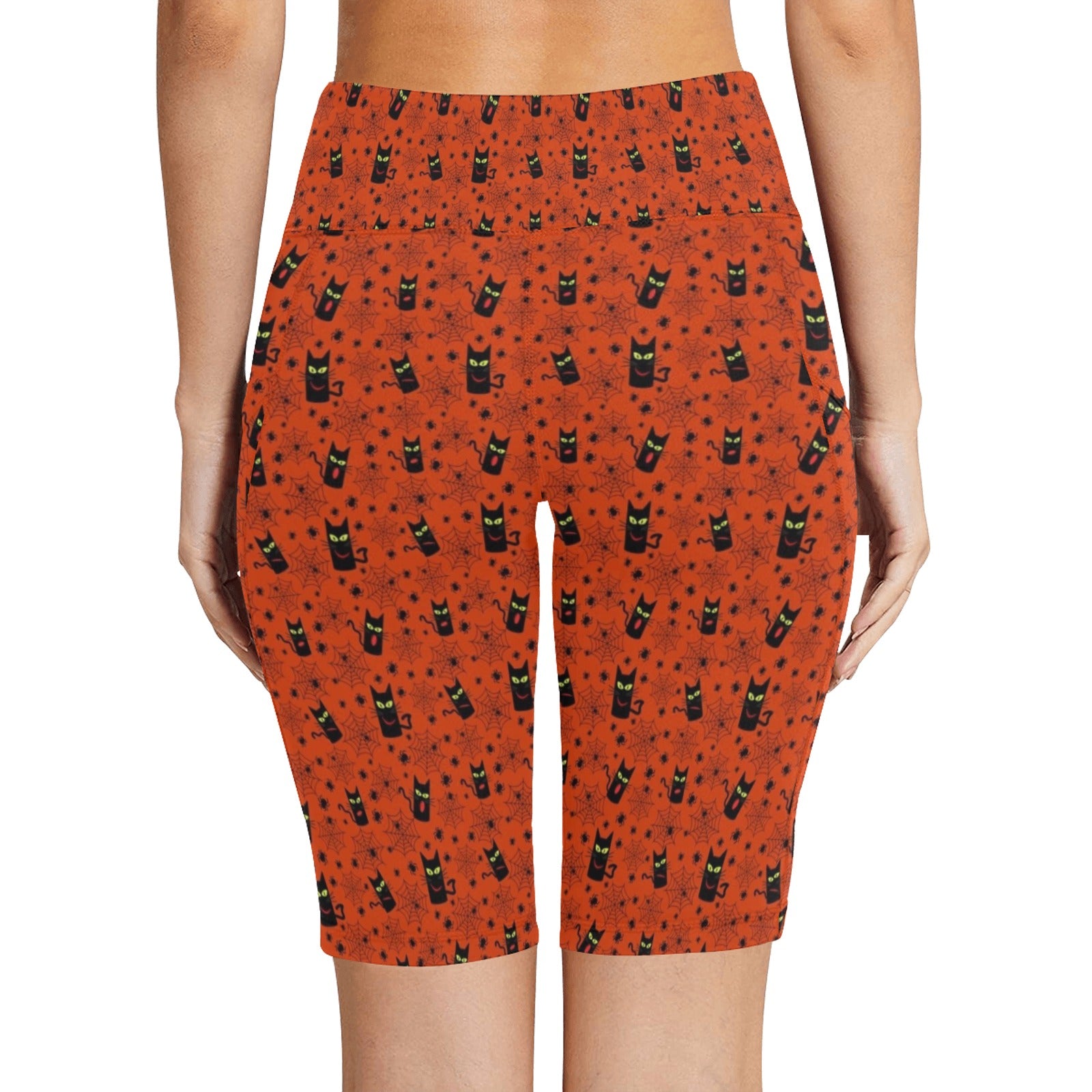 Halloween Black Cats Women's Bike Shorts With Side Pockets